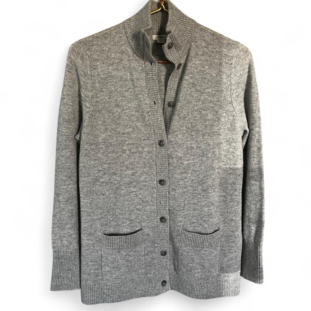 L.L. BEAN Heather Gray Cashmere Soft Lux Cardigan